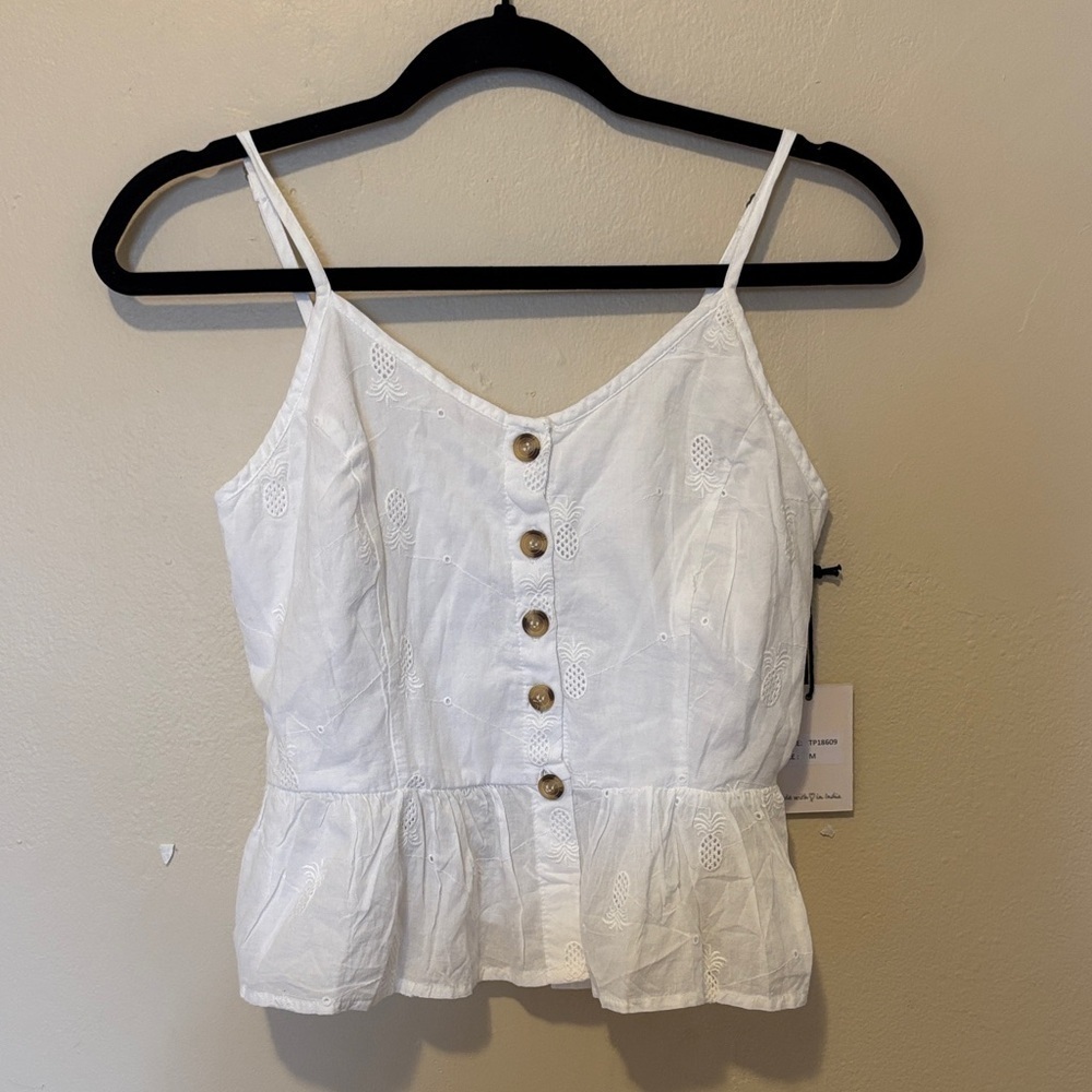 Elegant White Button-Front Women's Blouse